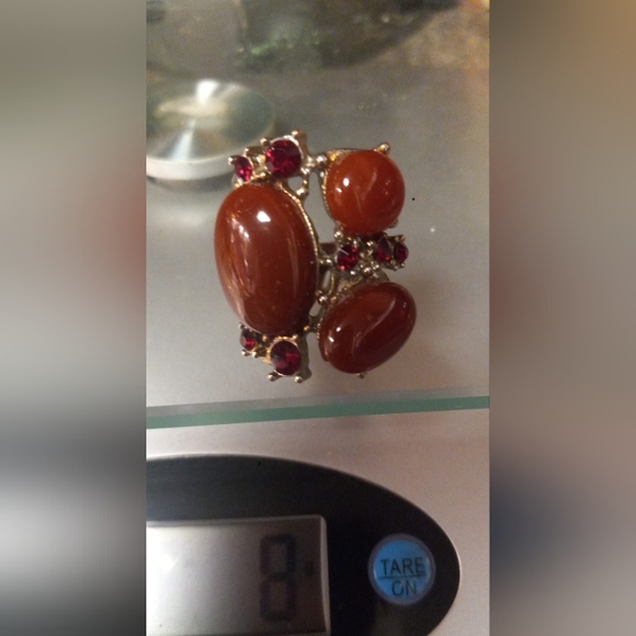 Vintage RUBY & Carnelian Agate Ring - Picture 14 of 16